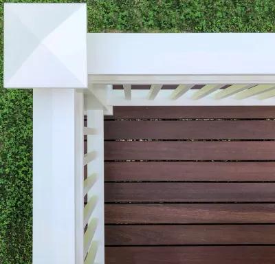 Batu ExoShield Custom White Railing Top View Corner