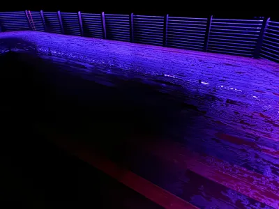 batu hardwood deck with led lights in rain 1