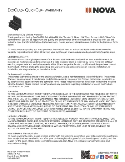 ExoClad QuickClip Limited Lifetime Warranty