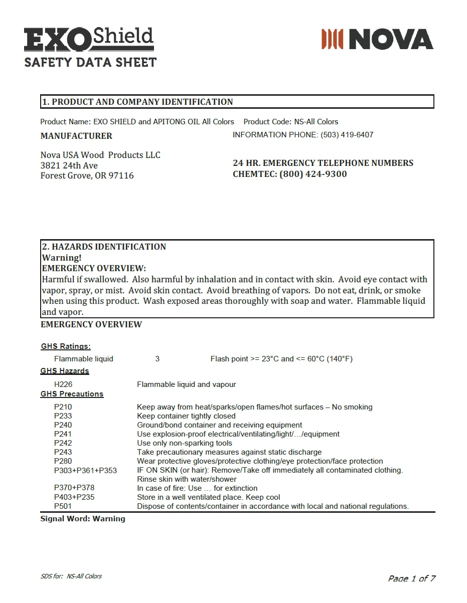 ExoShield Safety Data Sheet (SDS) ExoShield Safety Data Sheet (SDS)