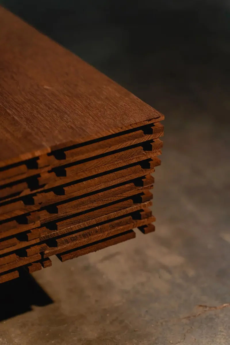 Stack of profiled Melywood Merbau boards