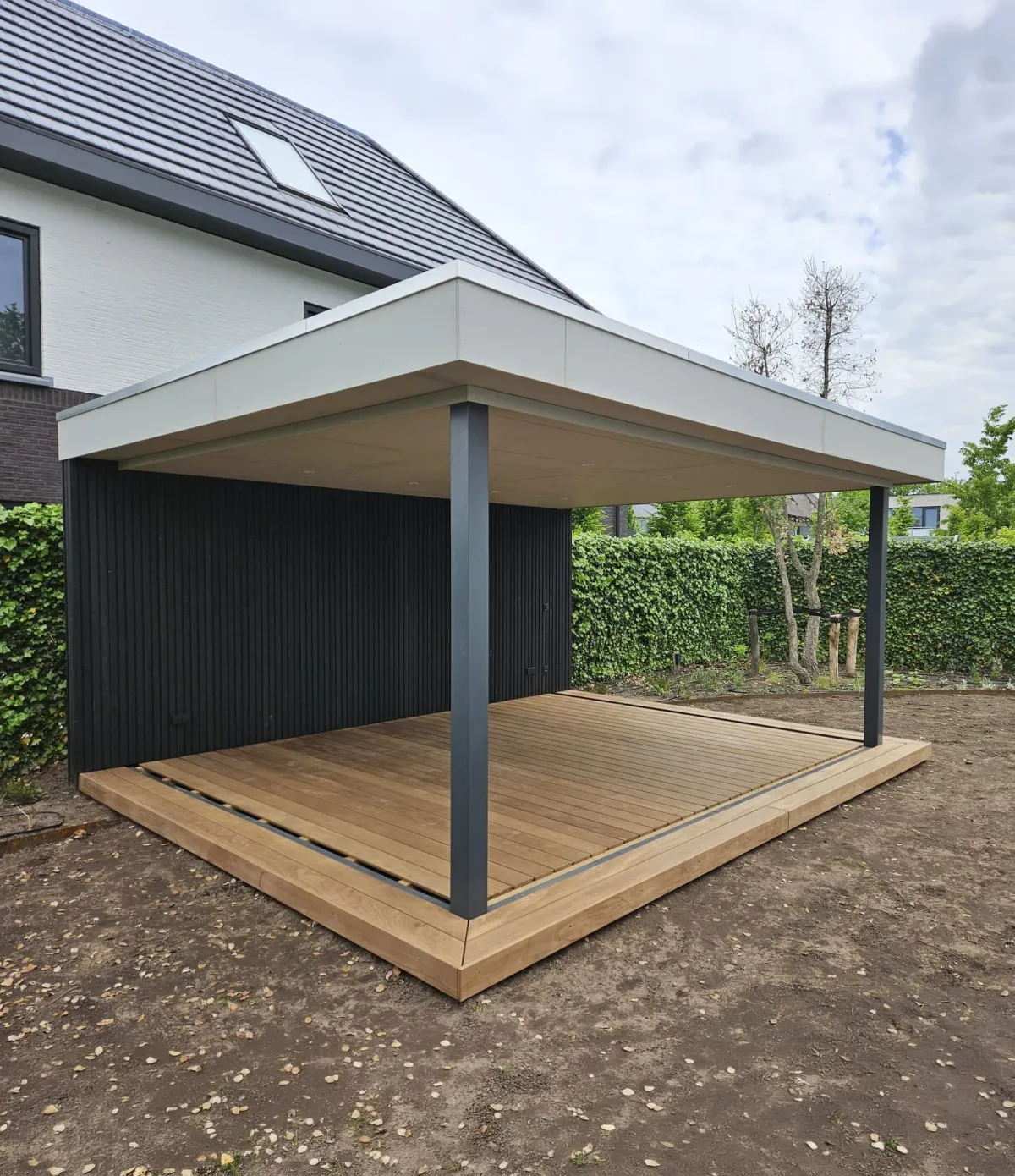 Covered terrace built with DuraTau thermally modified Tauari decking