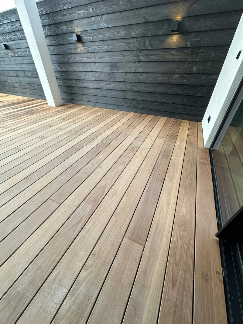 DuraTau decking at a covered patio door