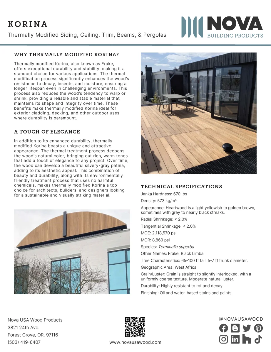 Korina Product Sheet Korina Product Sheet
