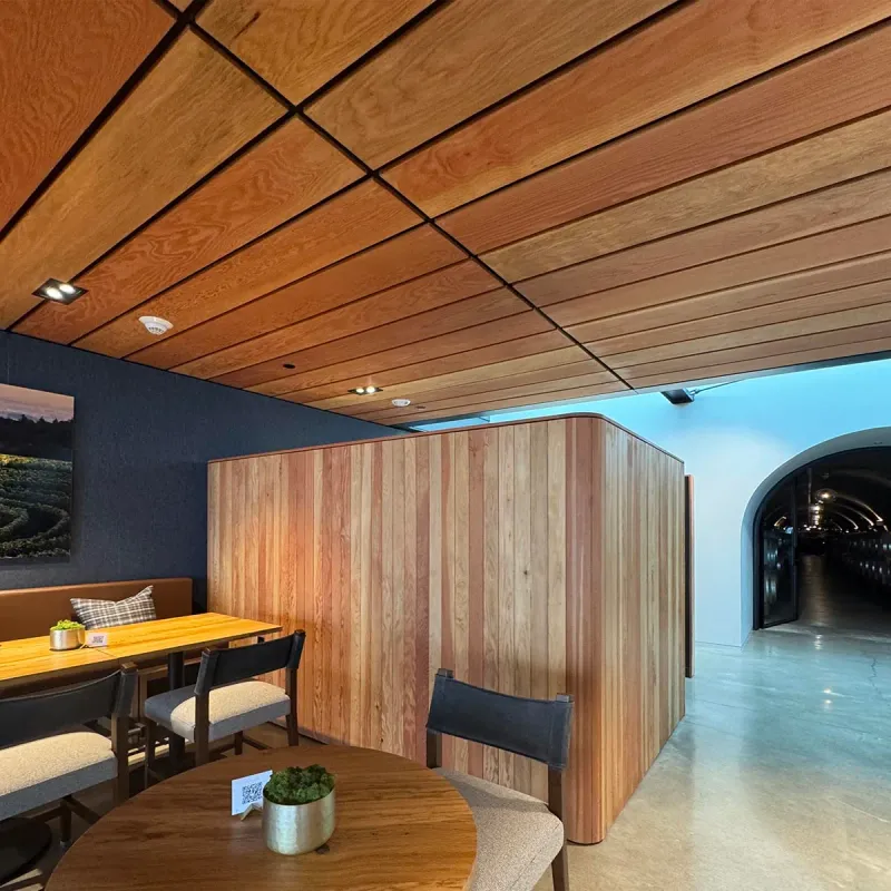 Clear MG Douglas Fir S4S E4E Ceiling and T&G Walls at Archery Summit Winery