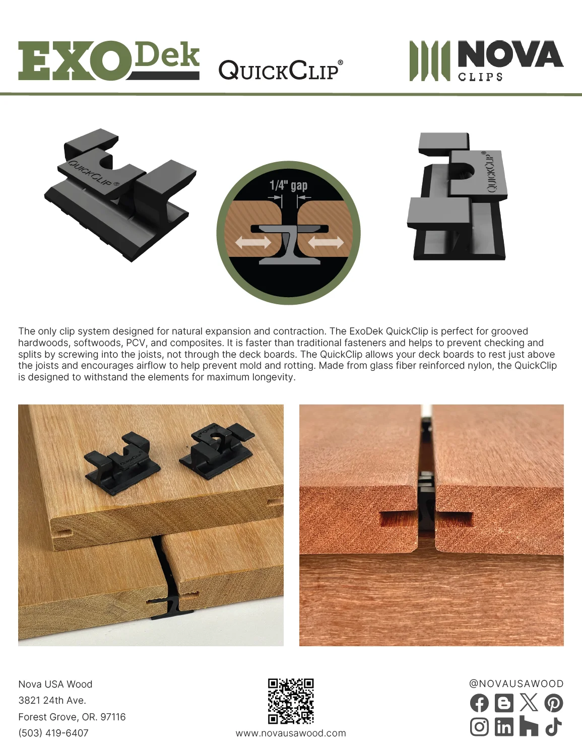 Nova ExoDek QuickClip Hidden Fastener System Nova ExoDek QuickClip Hidden Fastener System