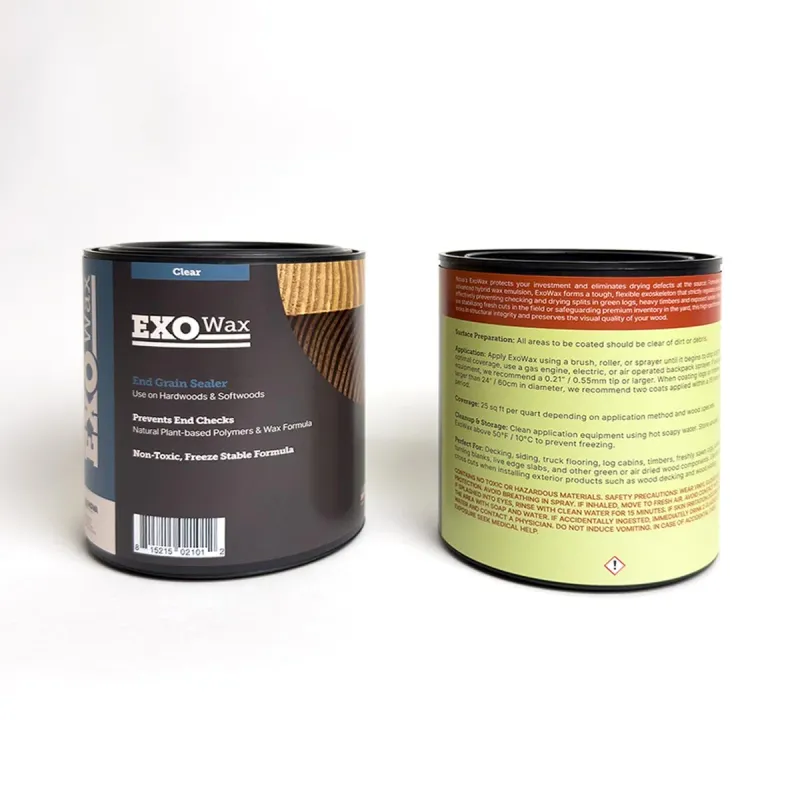 ExoWax End Grain Sealer quart, front and back label