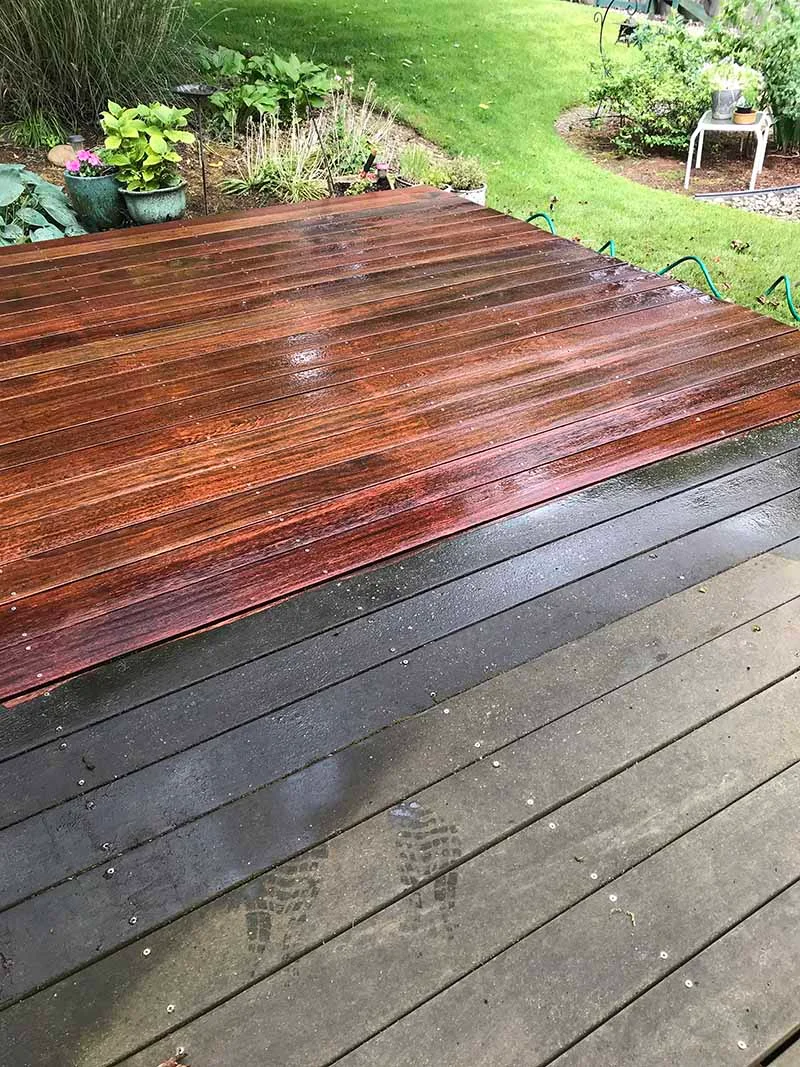 Angelim Pedra 5/4x6 Decking During Pressure Washing Angelim Pedra 5/4x6 Decking During Pressure Washing