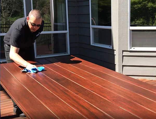 Nova Blog Wiping down a Tigerwood Table with ExoShield after Two Years Nova Blog Wiping down a Tigerwood Table with ExoShield after Two Years