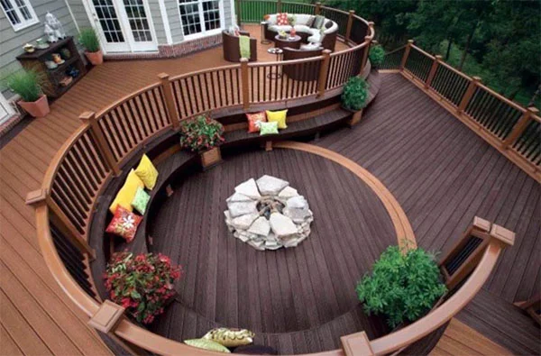 Built in Fire pits make decks warm and inviting in Autumn evenings Built in Fire pits make decks warm and inviting in Autumn evenings