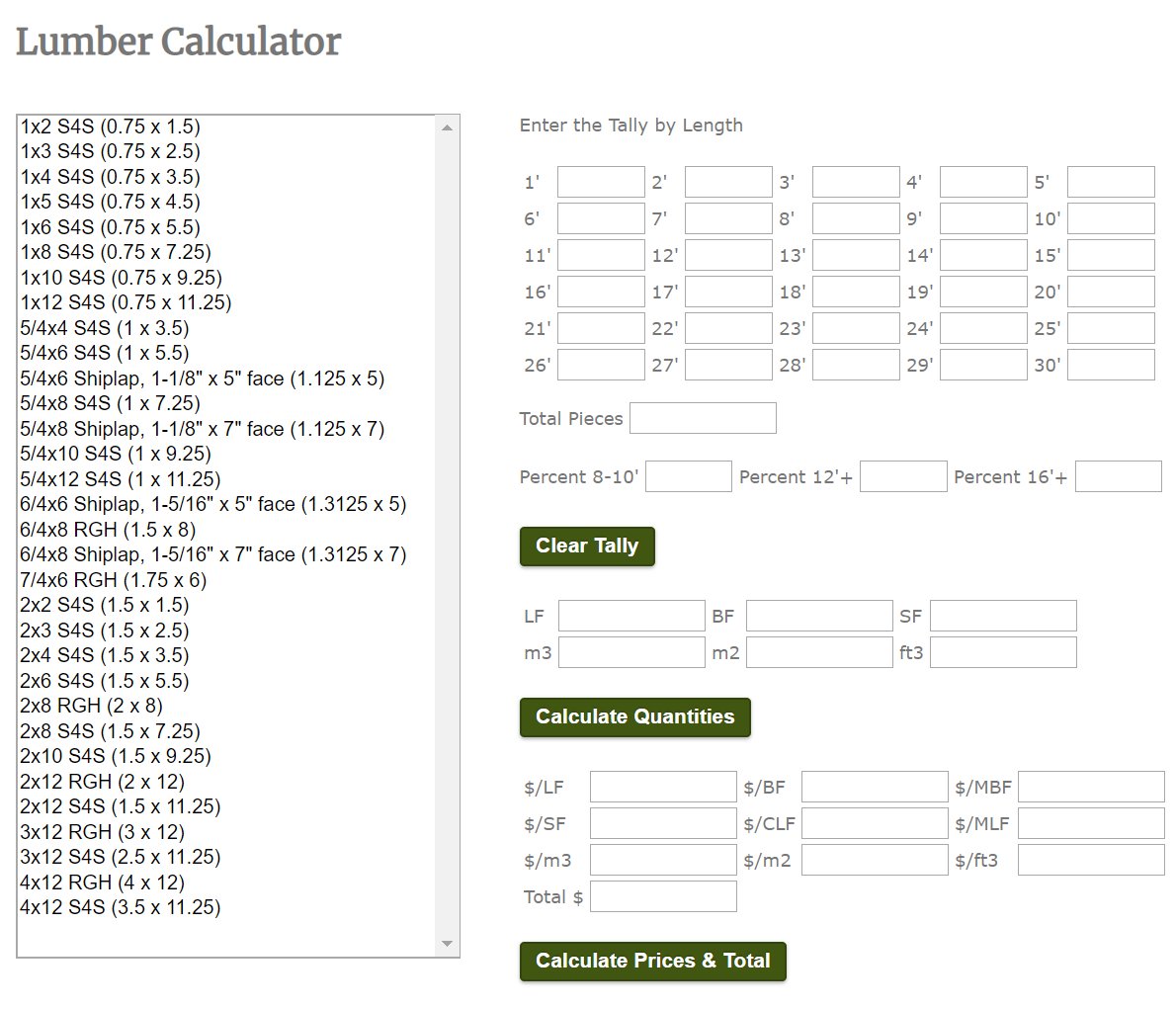 Lumber Calculator