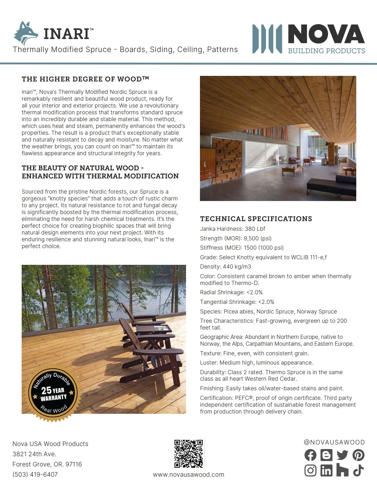 Inari™ Thermally Modified Nordic Spruce Product Sheet