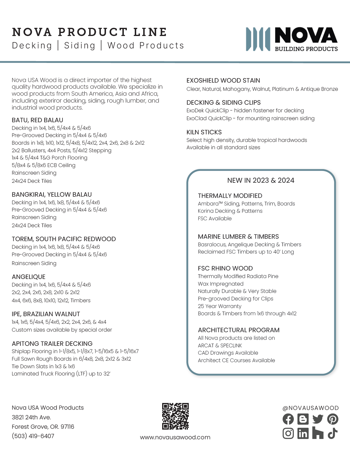 Download Nova Product Brochures and Specifications