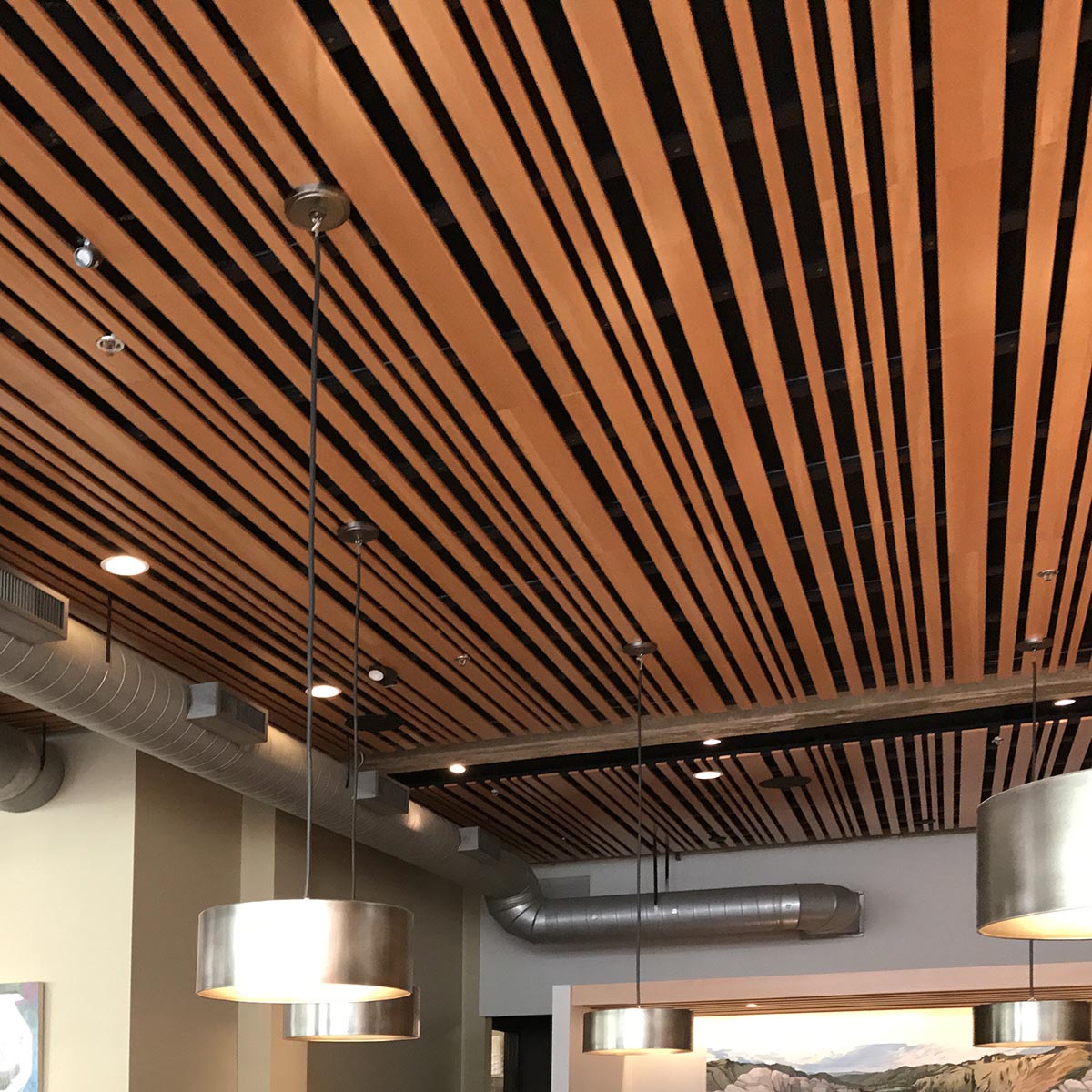 Douglas Fir Vertical Grain Ceiling - Southpark Restaurant, Portland, OR