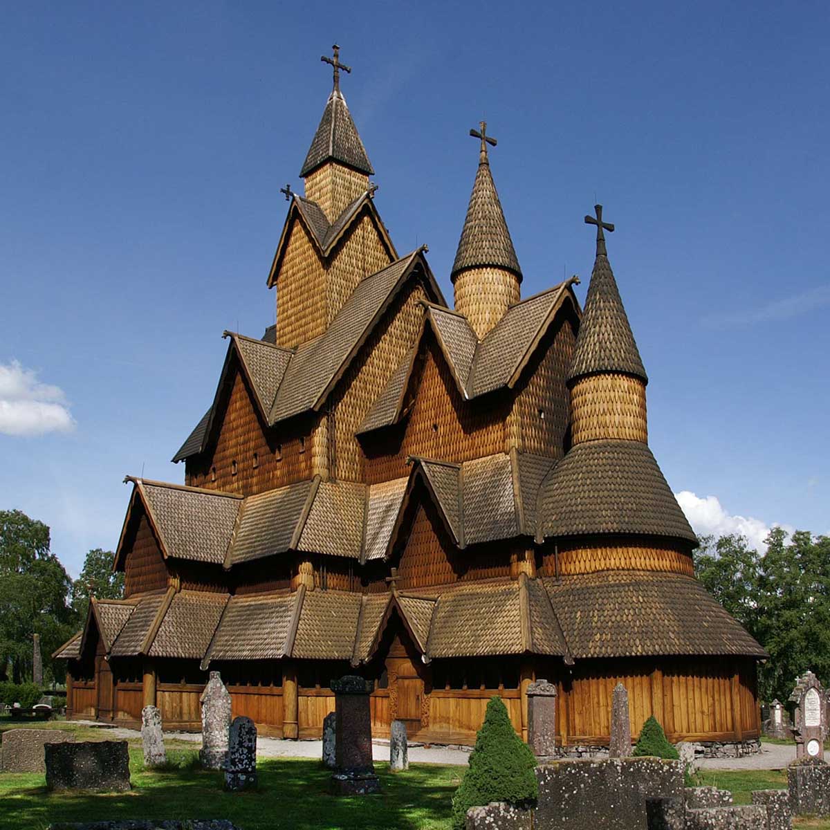 12th Century Wood Church in Norway with Wood Exterior