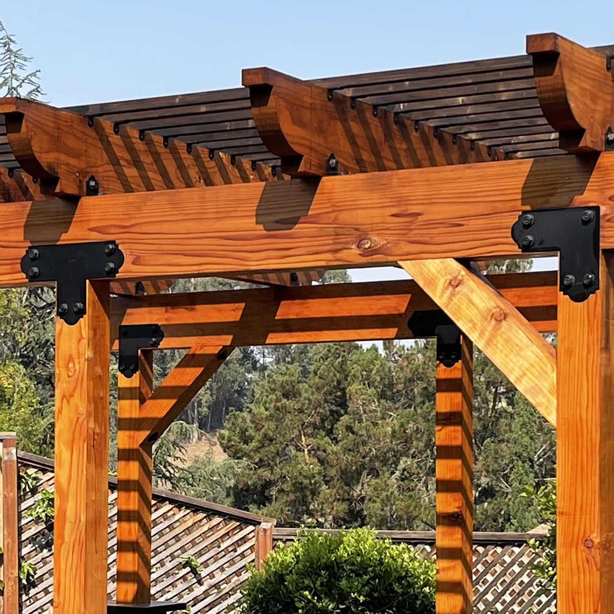 Close Up of Natural Stained Pergola